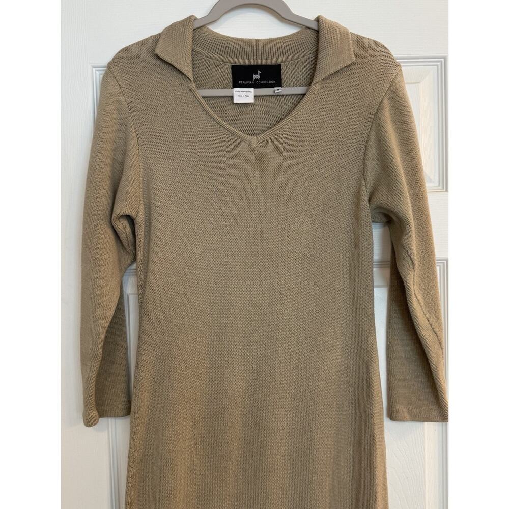 Peruvian Connection Maxi Dress Women’s Small Tan 100% Cotton Heavy Knit Cozy EUC - Picture 3 of 11